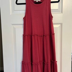 Loft small Sleeveless Red Tiered Dress